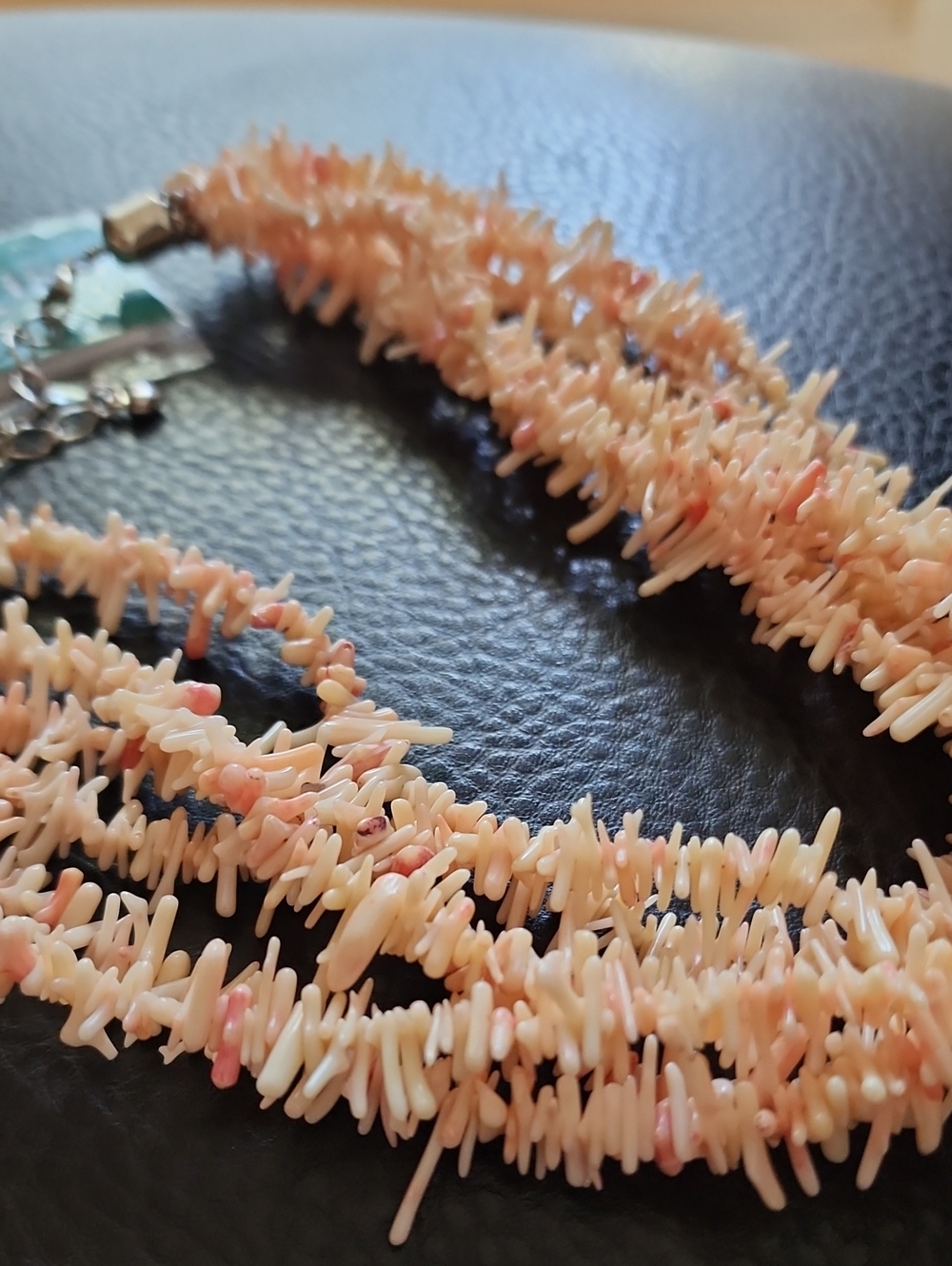 Jay King Pink Coral Chip & Sterling Statement Necklace